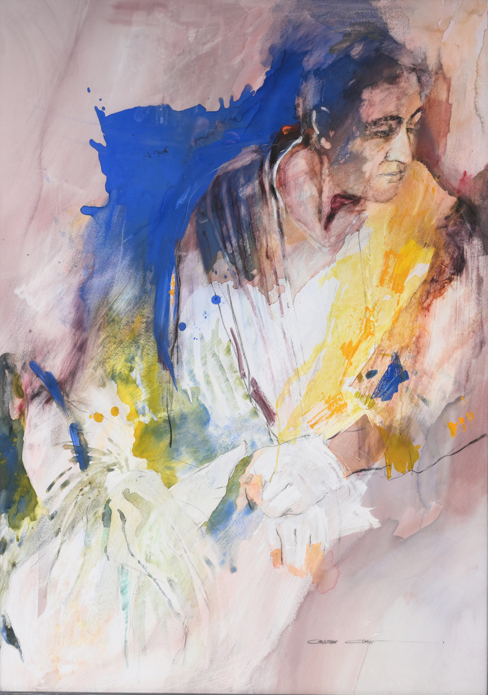 Christine Comyn (1957): Moment of rest, mixed media on paper