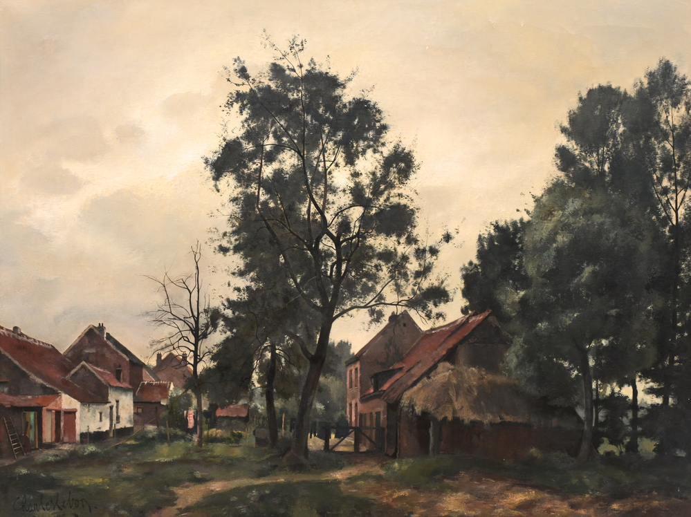 Charles Lebon (1906-1957): View of a farm yard, oil on canvas