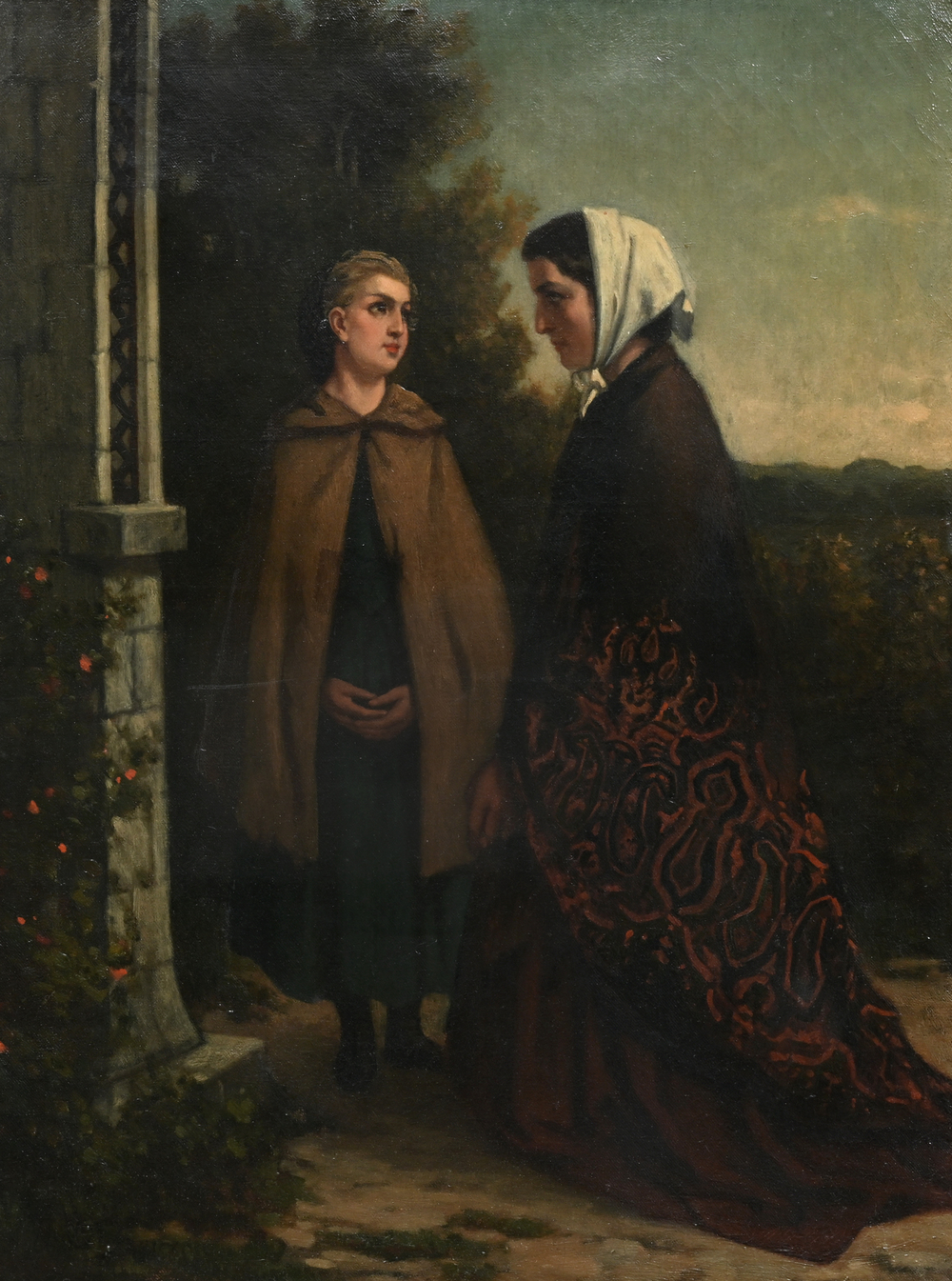 Charles De Groux (Degroux, 1825-1870, attributed to): 'La pri&egrave;re', oil on canvas