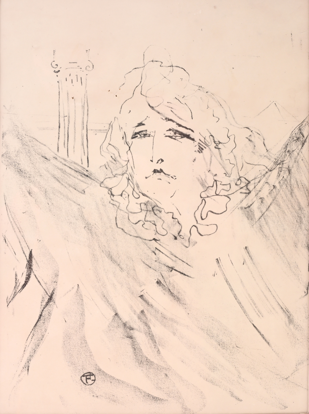 Henri de Toulouse-Lautrec (1864-1901): 'Sarah Bernhardt dans Cl&eacute;op&acirc;tre', lithografie, [1898]