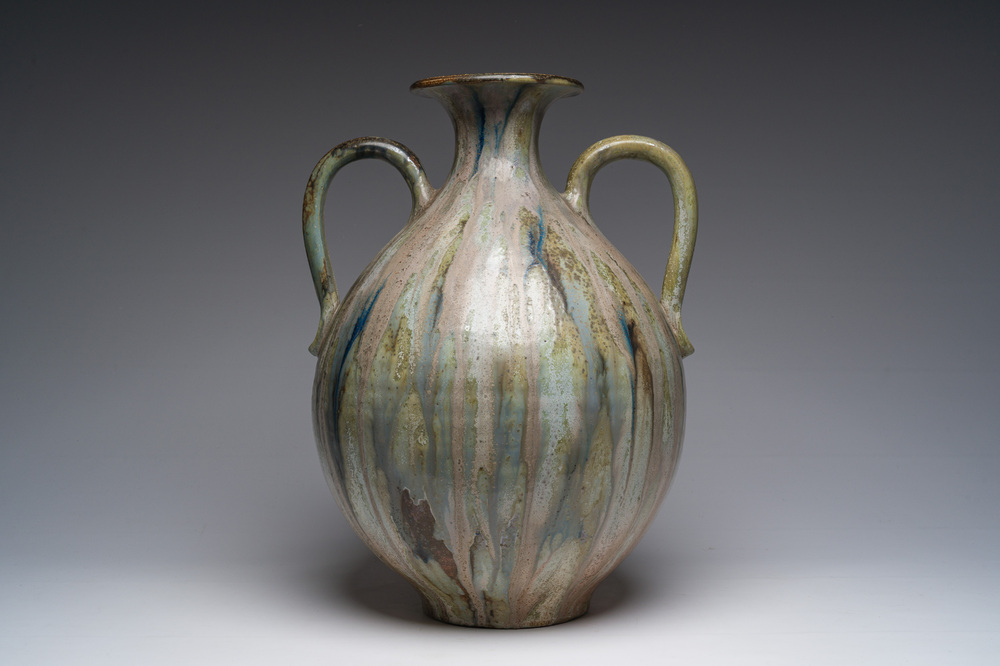 Roger Gu&eacute;rin (1896-1954): A polychrome glazed stoneware vase, marked 133/K