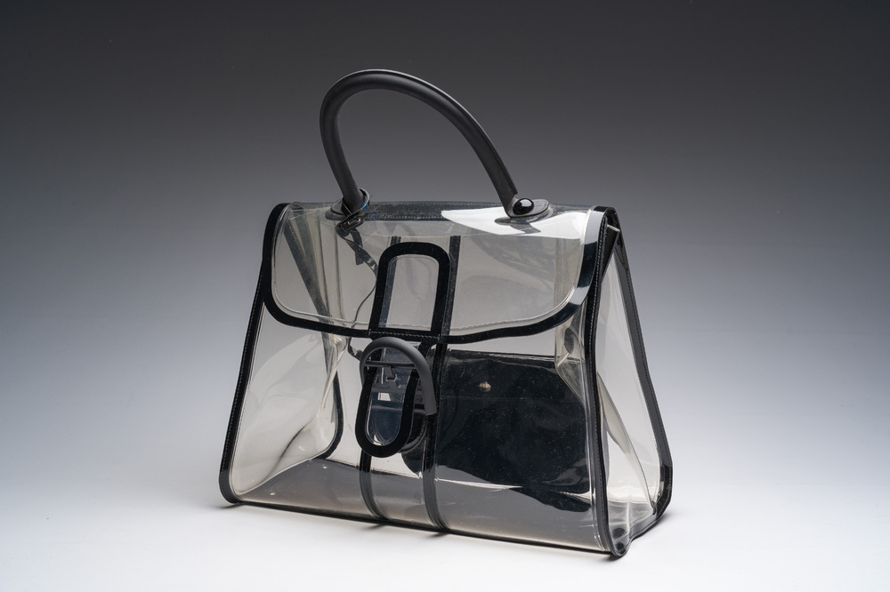 Sac &agrave; main Delvaux 'Brillant X-Ray' en PVC transparent avec d&eacute;tails en cuir noir, Belgique, 21&egrave;me si&egrave;cle