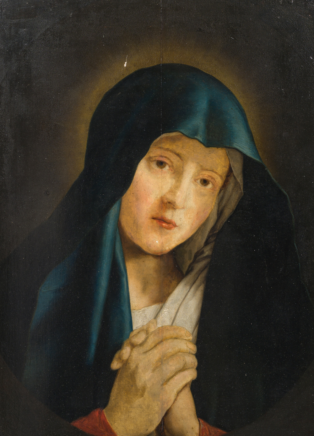 French school, follower of Giovanni Battista Salvi da Sassoferrato (1609-1685): The praying Madonna, oil on panel, late 18th C.