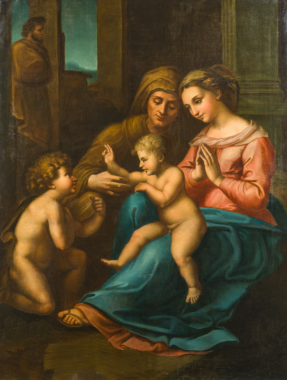 Franse school, navolger van Rafa&euml;l (1483-1520): Madonna van de goddelijke liefde, olie op doek, 18de eeuw
