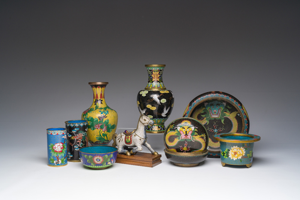 A varied collection of Chinese cloisonn&eacute; items, 19th/20th C.