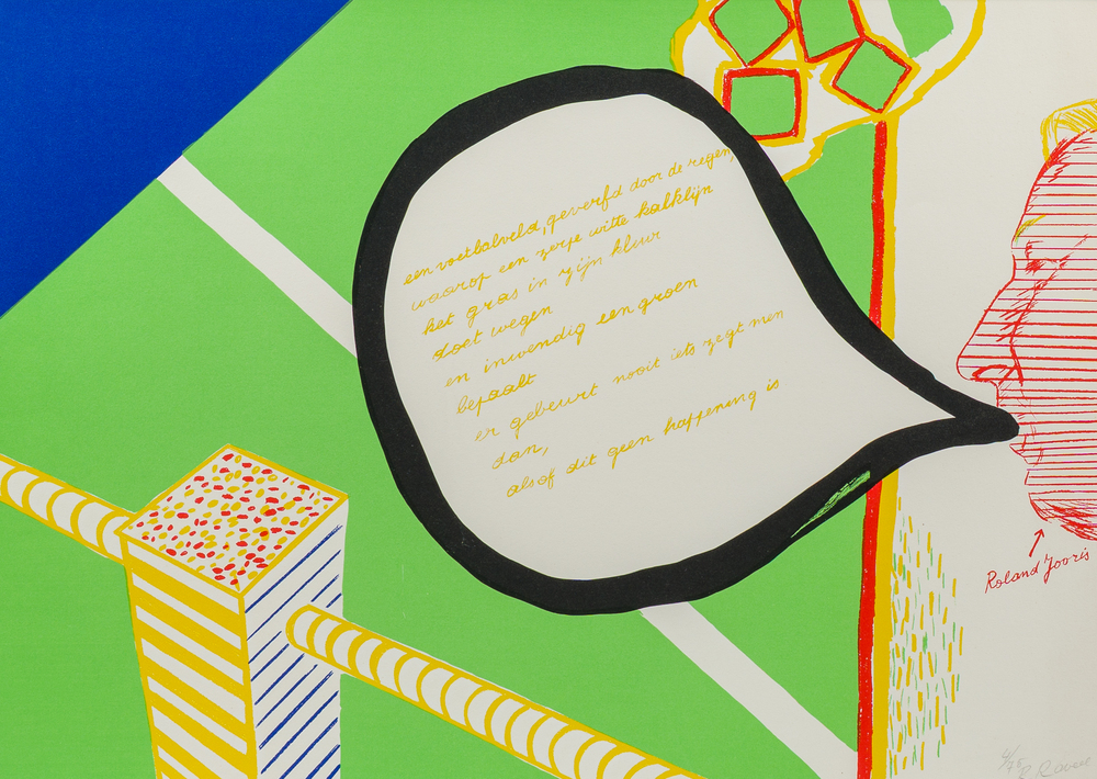 Roger Raveel (1921-2013): 'Voetbalveld', s&eacute;rigraphie en couleurs, &eacute;d. 4/75, (1968)