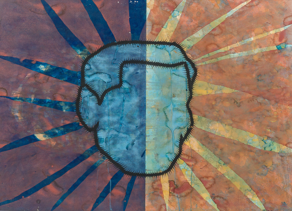 Ibrahim Miranda Ramos (1969): Silhouette of a man, watercolour on paper, dated (19)91