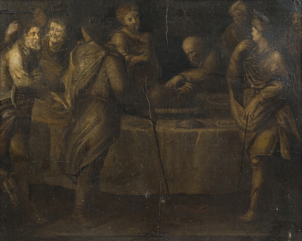 &Eacute;cole des Pays-Bas: Sc&egrave;ne de banquet n&eacute;oclassique, huile sur toile, 18&egrave;me si&egrave;cle