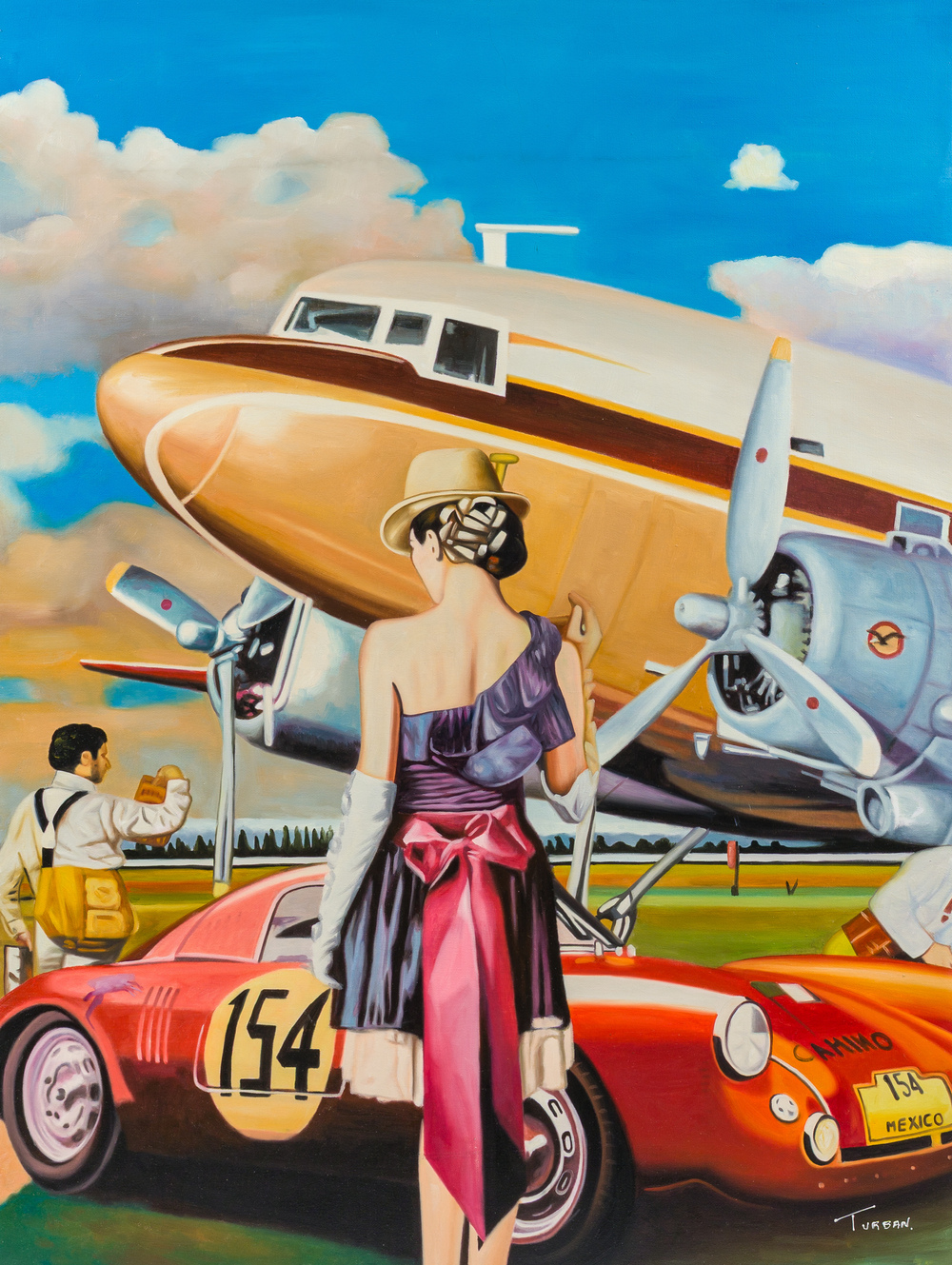 Victor Turban (1936): 'L'&eacute;l&eacute;gante au chapeau', olie op doek