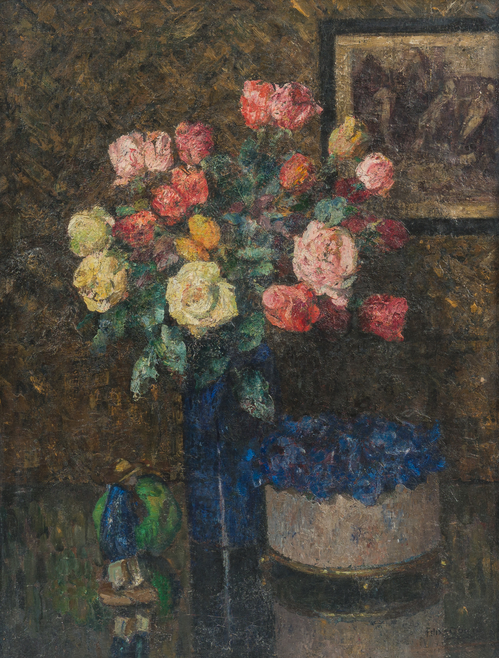 F&eacute;lix Gogo (1872-1953): Nature morte au vase de fleurs, huile sur toile