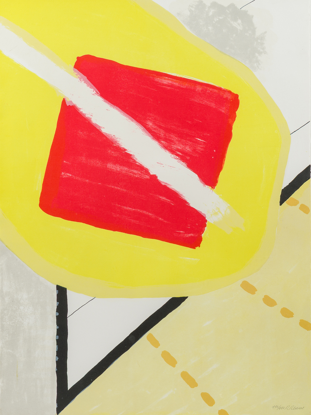 Roger Raveel (1921-2013): 'De schilderijenoptocht van 1978 te Machelen aan de Leie', lithograph in colours, ed. 110/110, (1979)