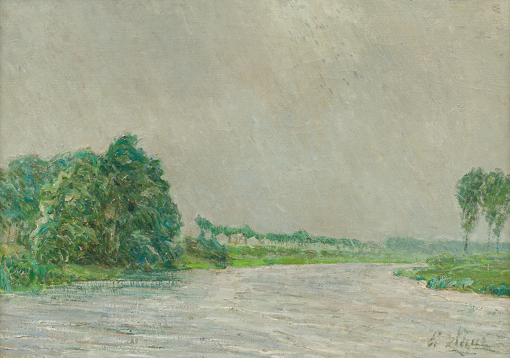 Emile Claus (1849-1924): Langs de oevers van de Leie, olie op doek