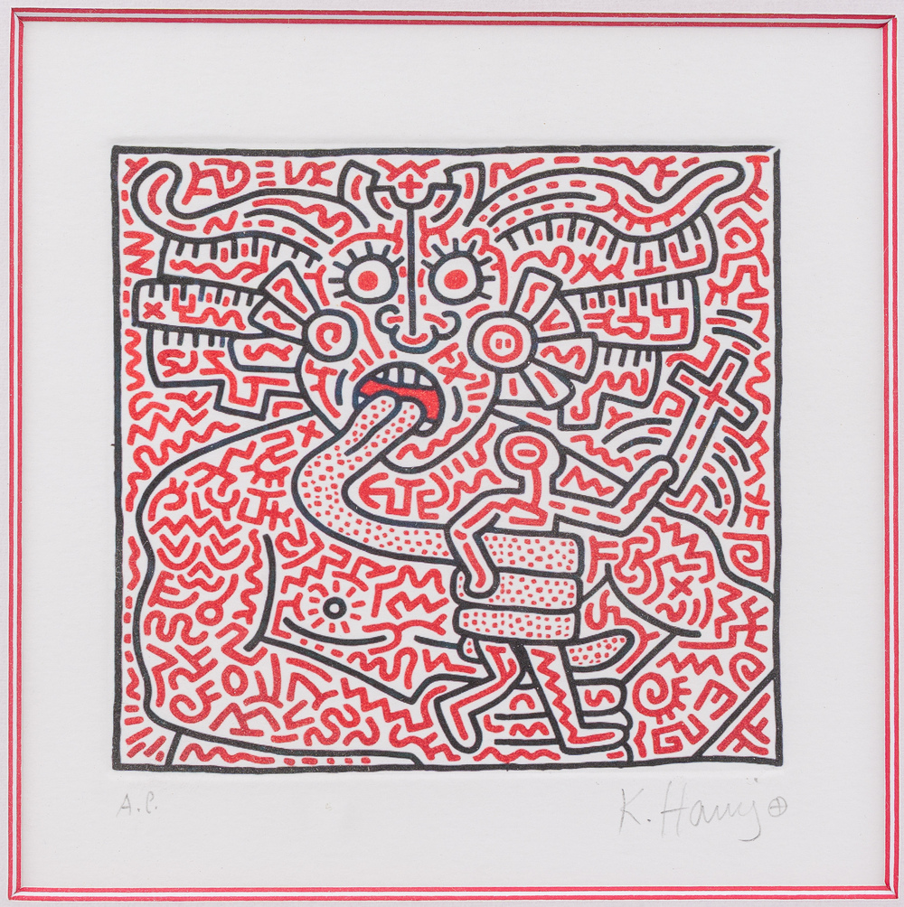 Keith Haring (1958-1990): 'Man and Medusa', s&eacute;rigraphie en couleurs, &eacute;d. A.P.