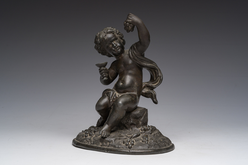 Ecole fran&ccedil;aise: Bacchus, zamac patin&eacute;, 20&egrave;me si&egrave;cle