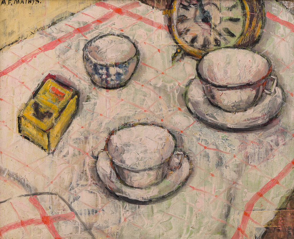 Albert Fran&ccedil;ois Mathys (1885-1956): L'heure du th&eacute;, oil on board, dated 1916