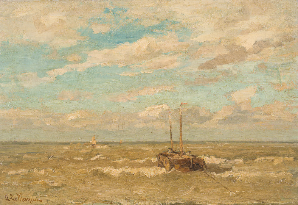Adrien-Charles Le Mayeur de Merpres (1844-1923, &agrave; la mani&egrave;re de): Marine, huile sur toile