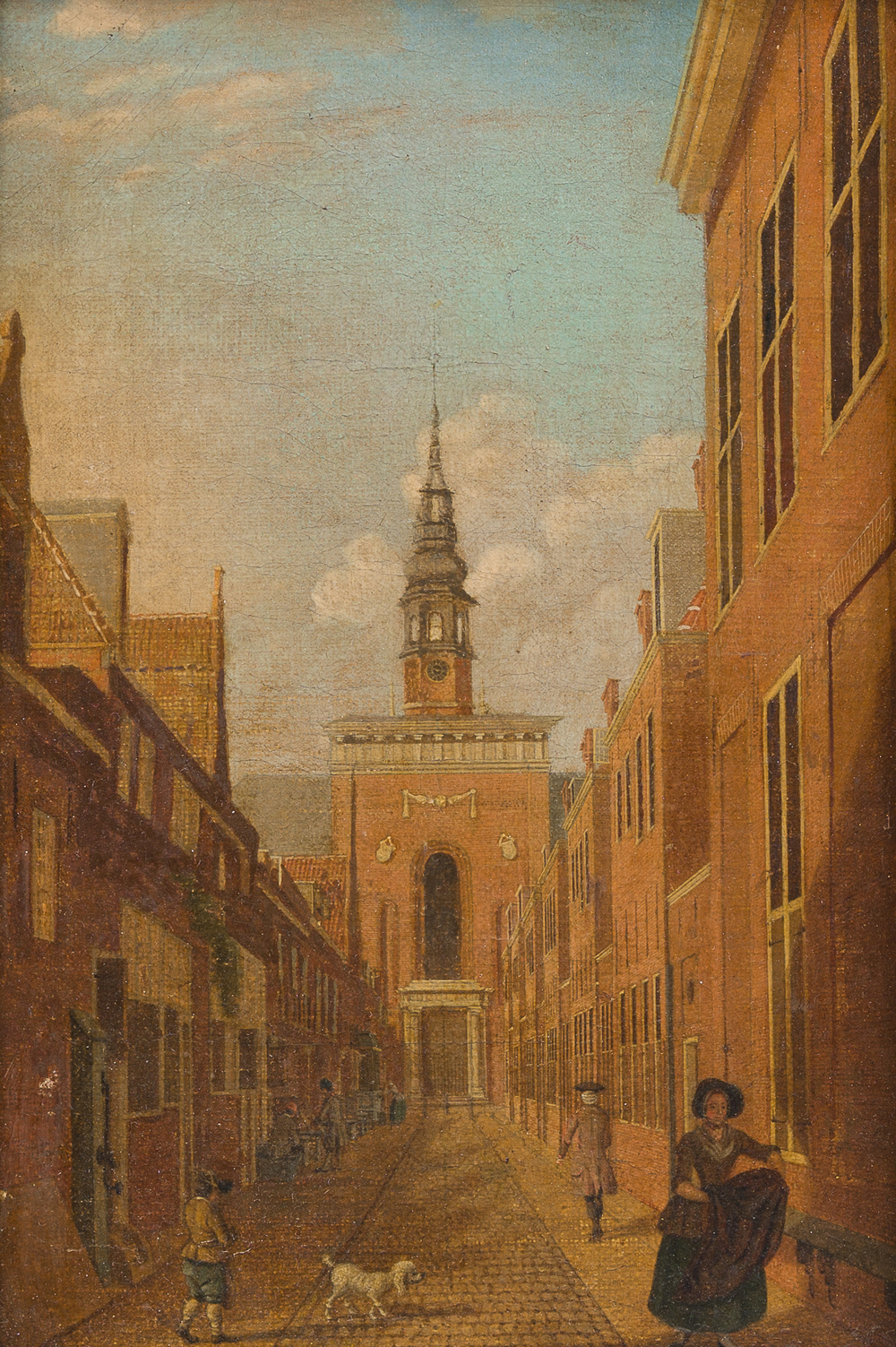 Ecole europ&eacute;enne: Vue anim&eacute;e de la Nieuwe Kerk &agrave; Haarlem, huile sur toile, 18&egrave;me si&egrave;cle
