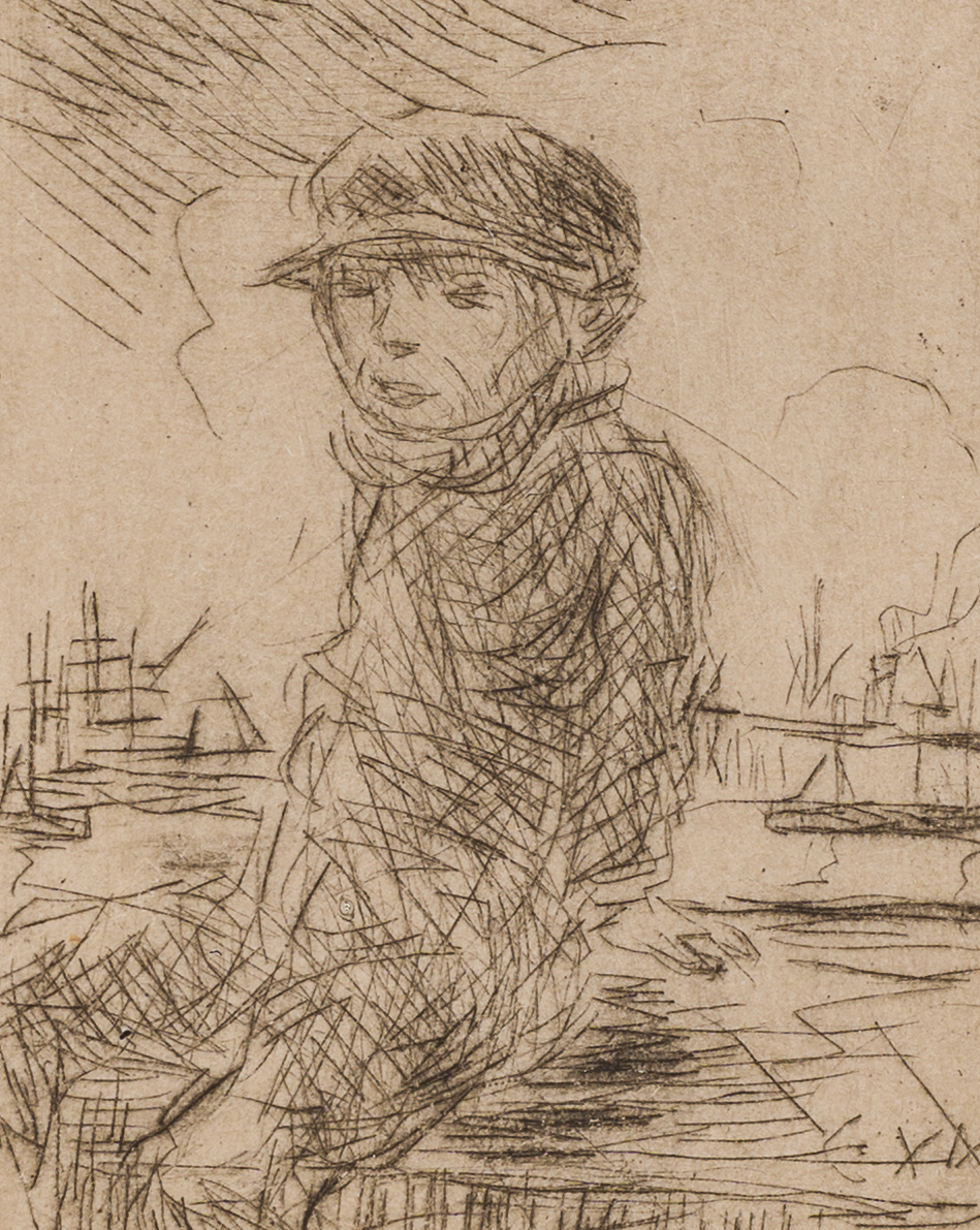 Eugeen Van Mieghem (1875-1930): 'Havenboefje', eau-forte, vers 1922
