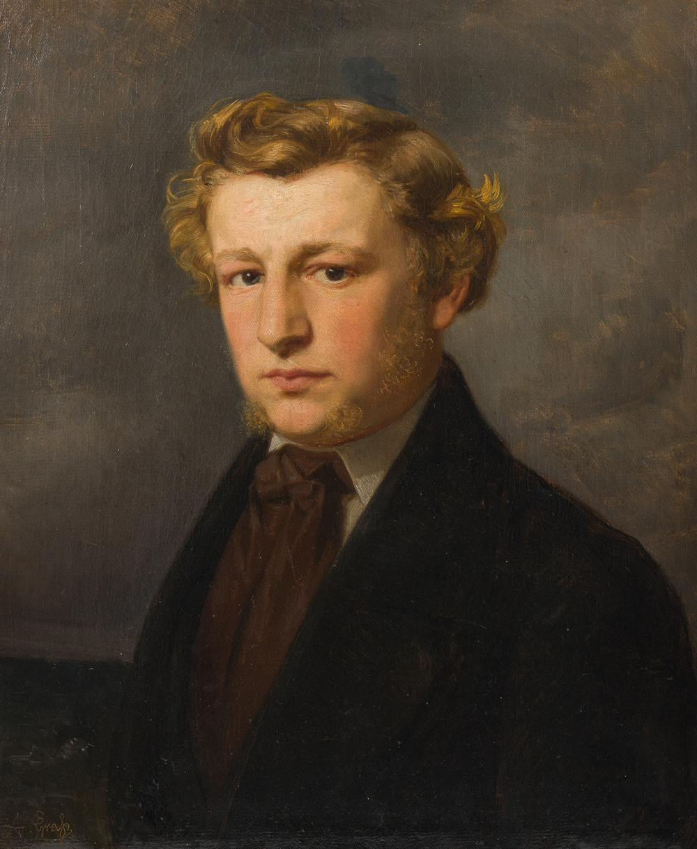 German school: Portrait of a gentleman, oil on canvas, 19th C.