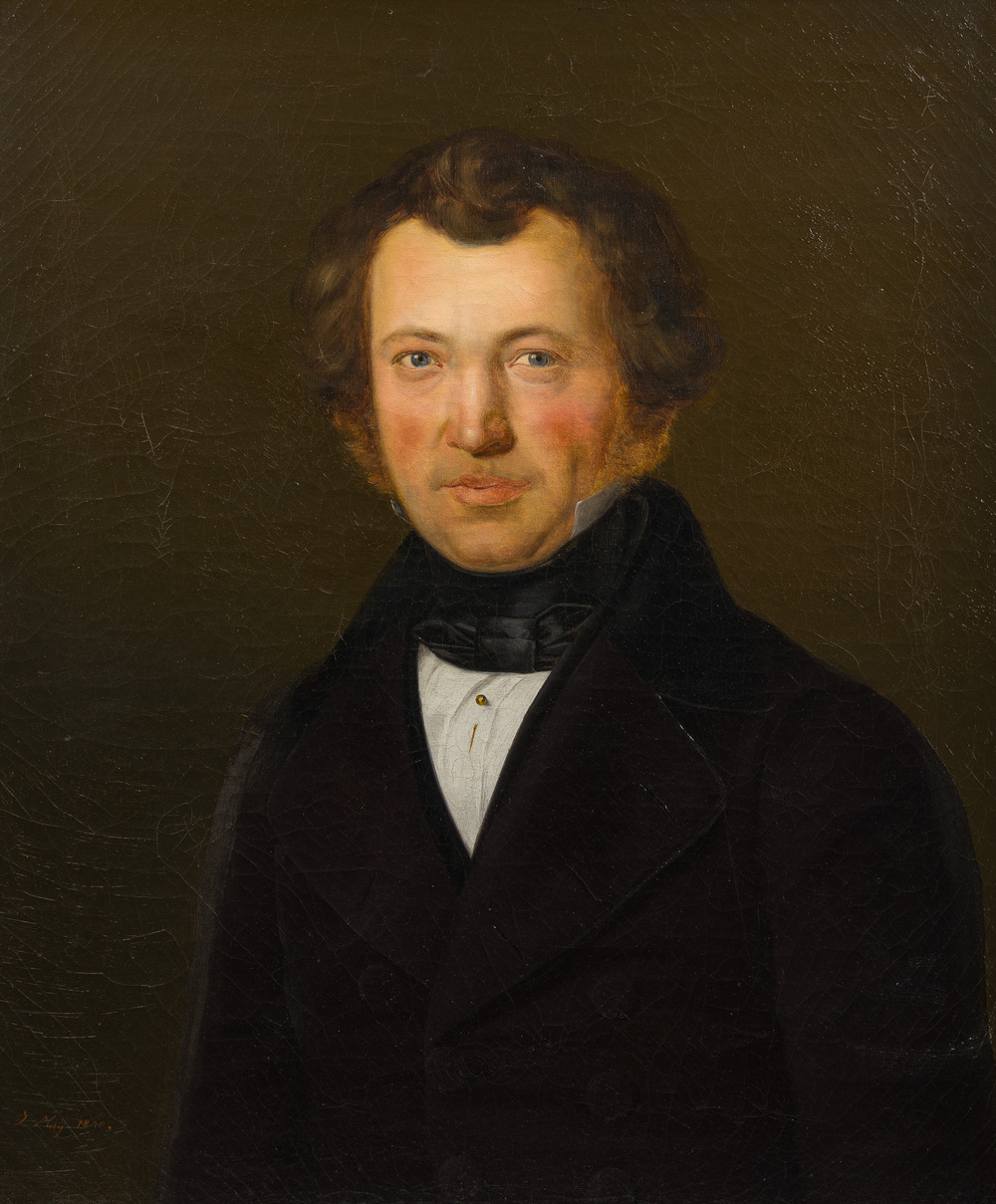 J. May (19de eeuw): Portret van een heer van stand, olie op doek, gedateerd 1840