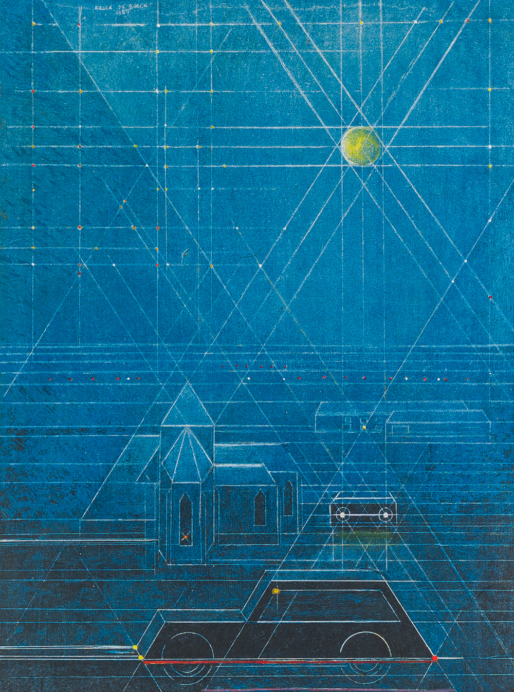 F&eacute;lix De Boeck (1898-1995): 'Nachtlichten', kleurenzeefdruk, ed. 12/25, gedateerd 1954