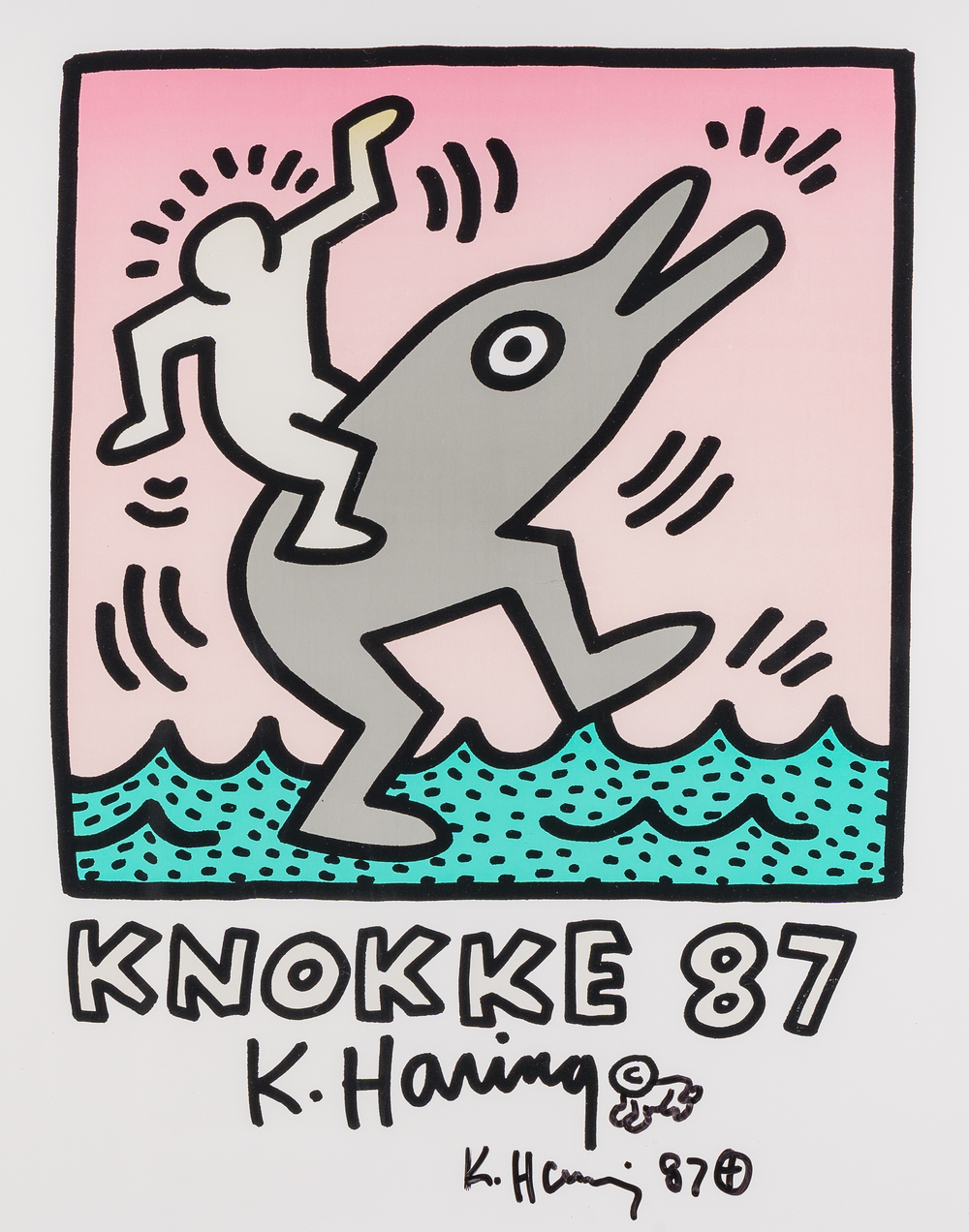 Keith Haring (1958-1990): 'Knokke 87', affiche, gedateerd (19)87
