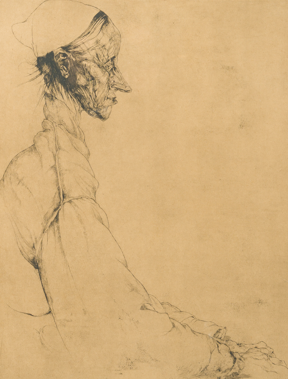 Jules De Bruycker (1870-1945): 'Femme au bonnet', eau-forte, &eacute;d. 43/60, [1924]
