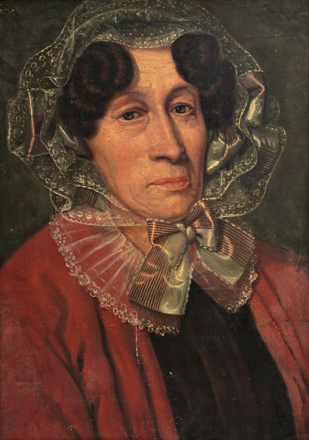 French school: Portrait of a lady, oil on canvas, 19th C.