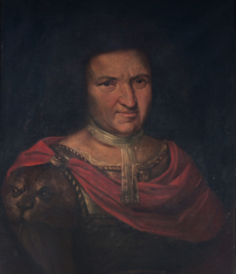 French school: Portrait of a nobleman wearing a Roman style costume, oil on canvas, 18th C.