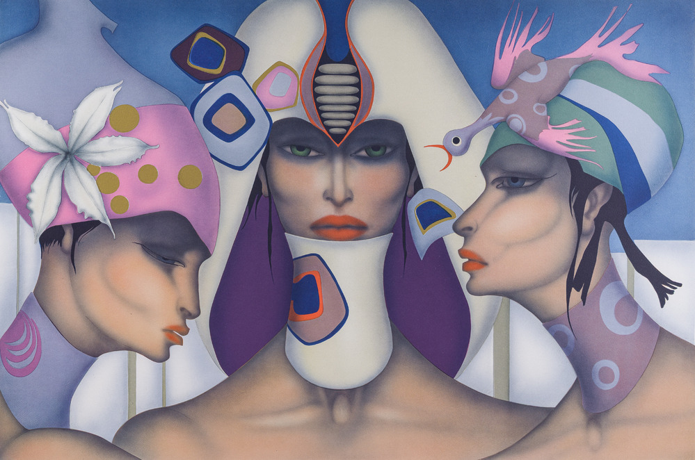 Jef Van Tuerenhout (1926-2006): Untitled (Three ladies), lithograph in colours, ed. 22/96