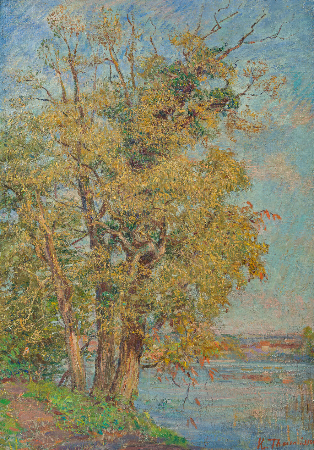 Karel (Charles) Theunissen (1871&ndash;1948): Trees by the Bosvoorde pond, oil on canvas