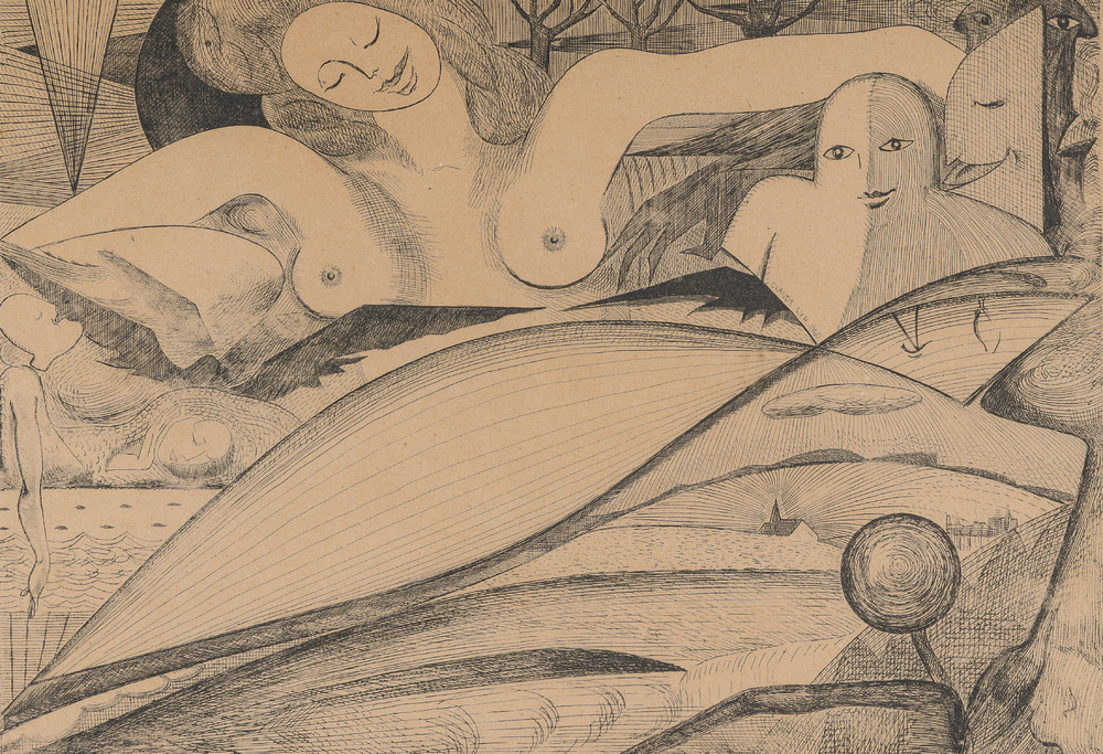 Claude Lyr (Claude Vanderhaeghe, 1916-1995): 'Envo&ucirc;tement', etching, dated 1960
