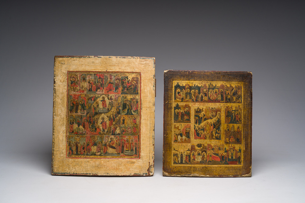 Two Russian orthodox 'Festival' icons, 18th/19th C.