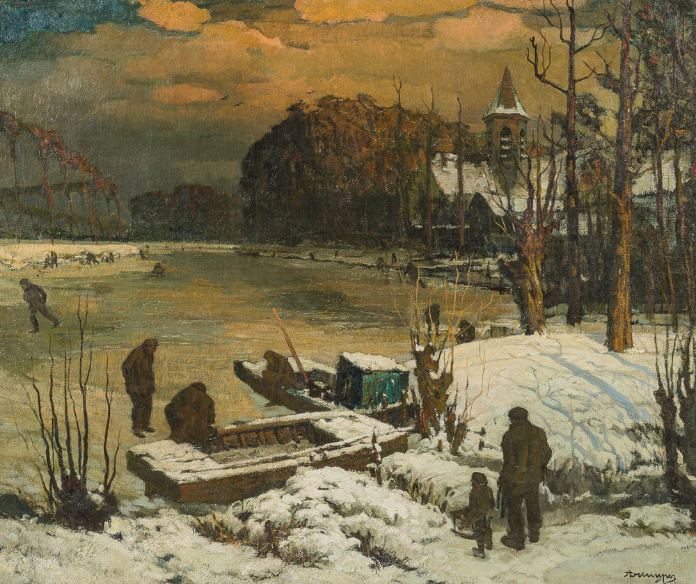 Alfons De Cuyper (1887-1950): Animated winter landscape, oil on canvas