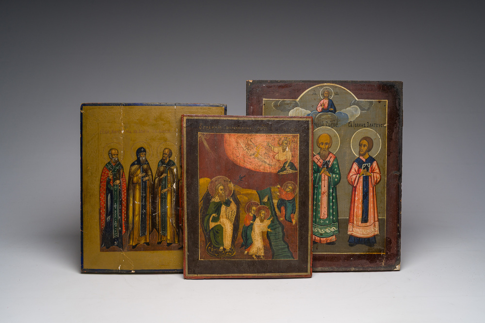 Three various Russian orthodox icons, 19th C.