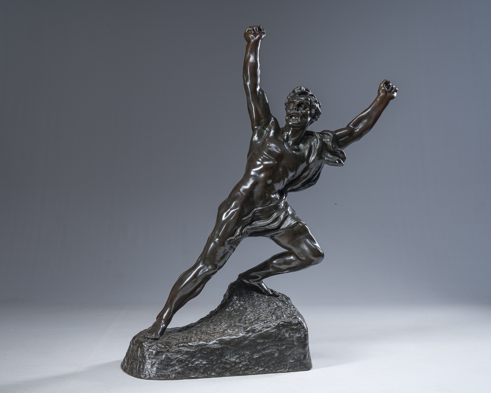 Jef Lambeaux (1852&ndash;1908): 'The triump' or 'The victor', brown patinated bronze