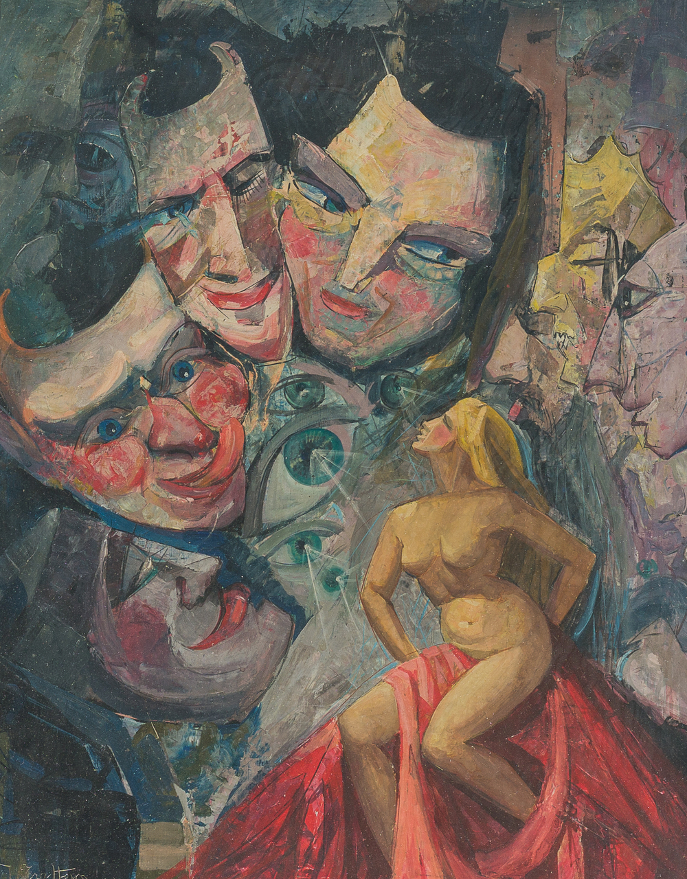 Jos Trotteyn (1910-2002): The blushing glances, oil on board