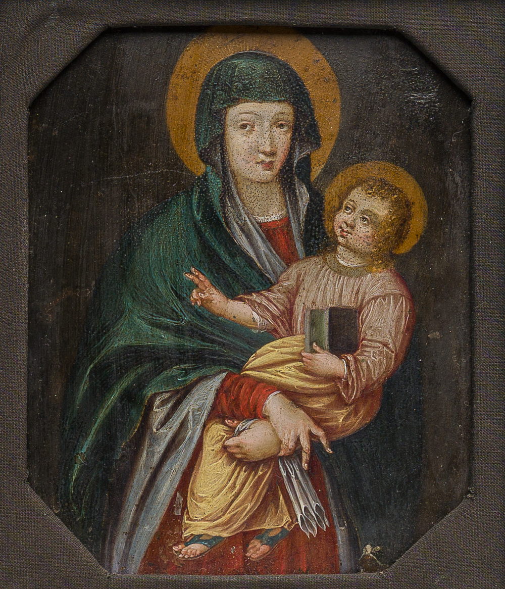 Southern European school: Madonna and Child, oil on copper, 18th C.