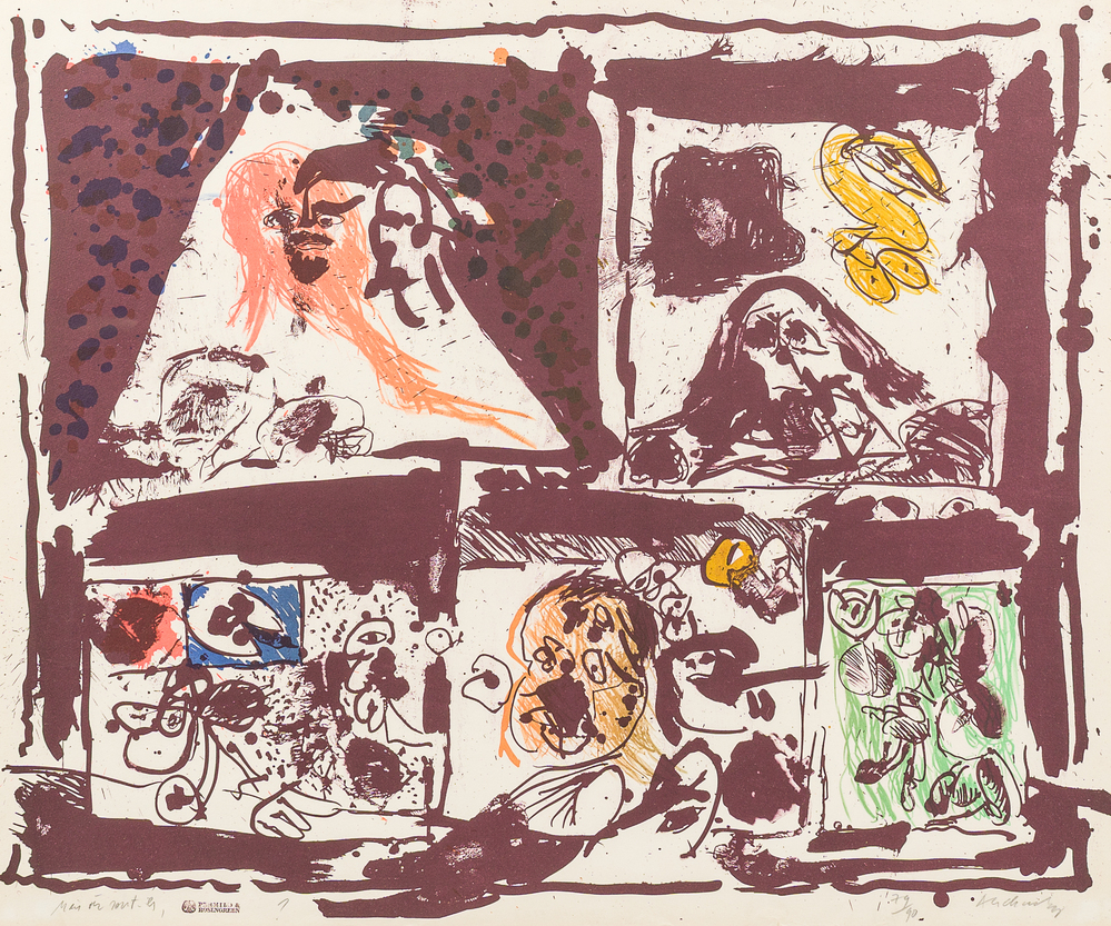 Pierre Alechinsky (1927): 'Mais o&ugrave; sont-ils', lithograph in colours, ed. 79/90, (1963)