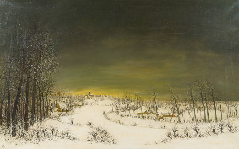 Leo Piron (1899&ndash;1962): 'Nukerke', oil on canvas, dated 1961