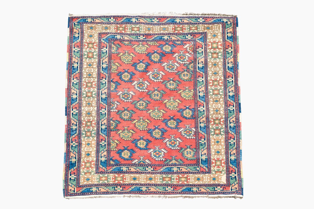 A Turkish Kula rug with geometric design, 20th C.