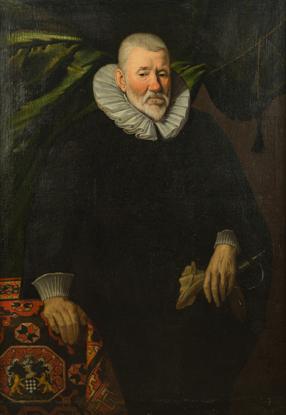 Flemish school: Portrait of presumably Jan de Ravel at the age of 83, oil on canvas marouflated on board, dated 1628, 17th C.