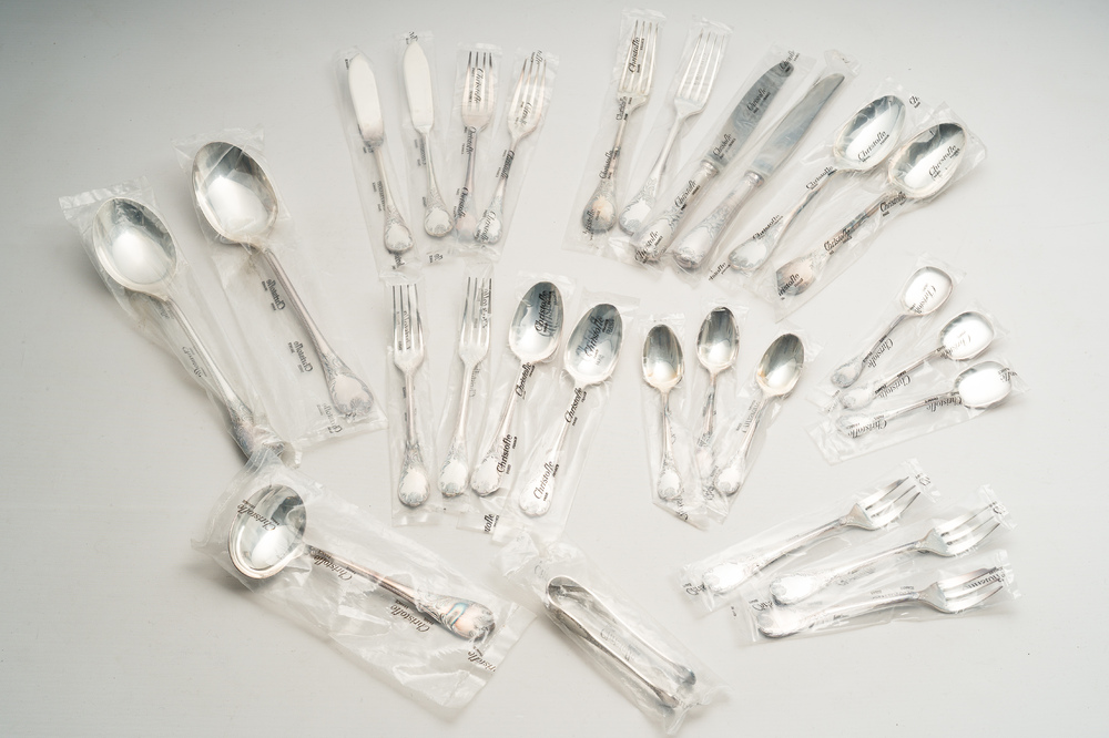 A French 141-piece silver-plated cutlery set, model Marly, Christofle, 20th C.