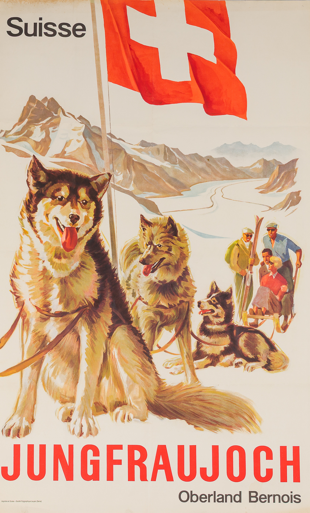 Eric Weber (?): Poster promoting the Jungfraujoch region in Switzerland, chromolithograph, Soci&eacute;t&eacute; Polygraphique Laupen, ca. 1950