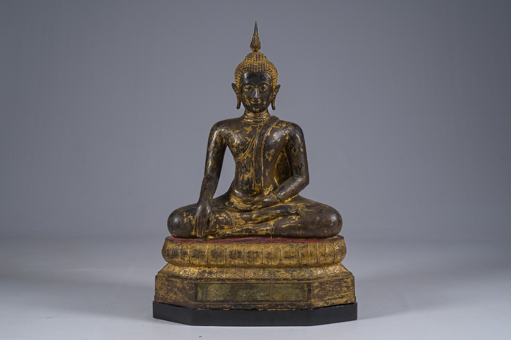 A Thai gilt bronze Buddha, Ayutthaya, 18th C.