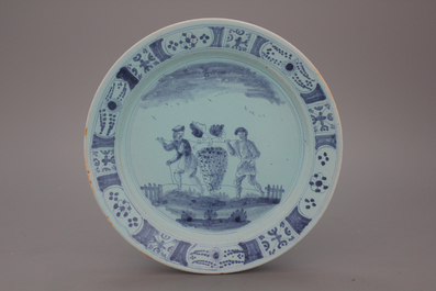 A blue ground N&uuml;rnberg biblical plate, 18th C.