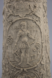 Cruche en gr&egrave;s dit 'schnelle', montures en &eacute;tain, Siegburg, dat&eacute;e 1589