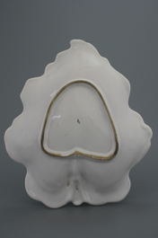 A Schrezheim faience tureen modelled as a melon on a fixed leaf, 18th C.