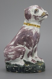 Hond in Brussels aardewerk, ca. 1750