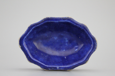 A Brussels faience blue-ground salt 18th C.